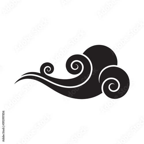 Black swirling cloud or wave design a simple and elegant vector illustration
