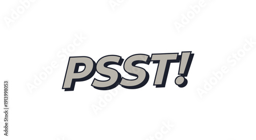 Bold PSST! wordmark with shadow on white background