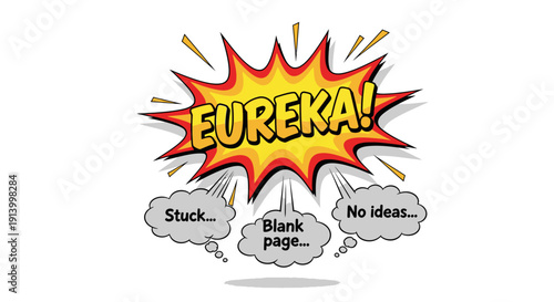 Comic book Eureka idea after creative block