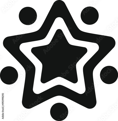 Abstract star shape with outer dots providing a graphic symbol for excellence