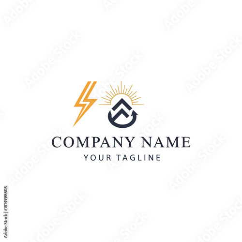 Company Logo Design Template with Lightning.