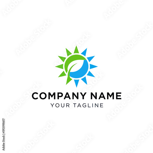 Free Download Logo Design with Sun and Leaf. - GFXLoad