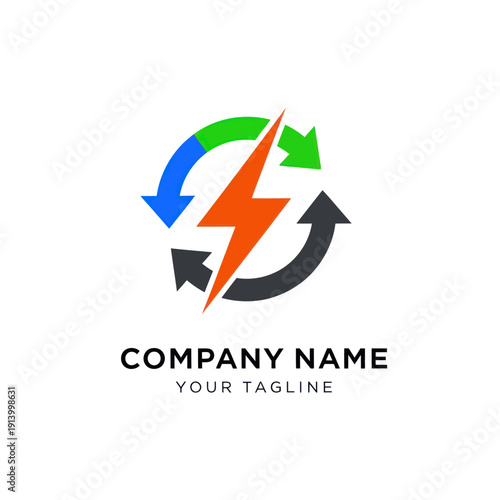 Electric Lightning Bolt Logo Design Element.