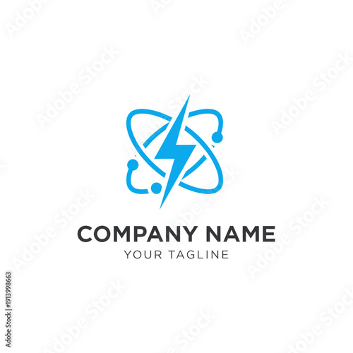 Medical Logo with Lightning Bolt Symbol.