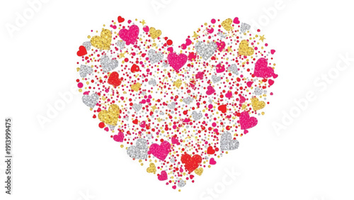 Vibrant heart composed of colorful flowers and petals, symbolizing love and nature.