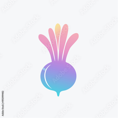 A whimsical, stylized beet with a gradient of pastel colors, evoking a sense of joy and freshness