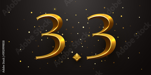Golden 3.3 Sale banner with shimmering numbers on a dark background, perfect for promotional events. Vector illustration