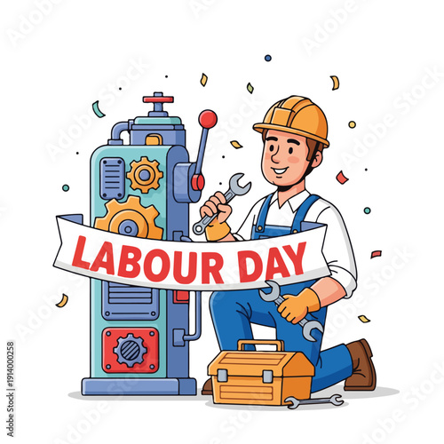 Labor Day Celebration with Technician and Machinery