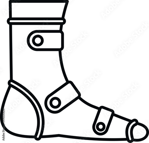 Orthopedic medical boot supporting an injured foot, aiding rehabilitation