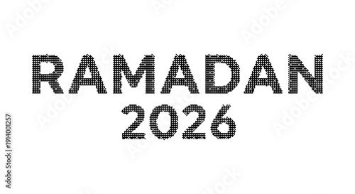 Modern pixel dither Ramadan 2026 celebration text design