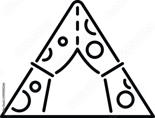 Triangular a frame tent line art icon for camping, hiking, and glamping concepts