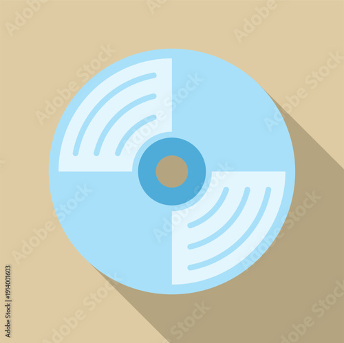 Flat design blue compact disc storing digital information