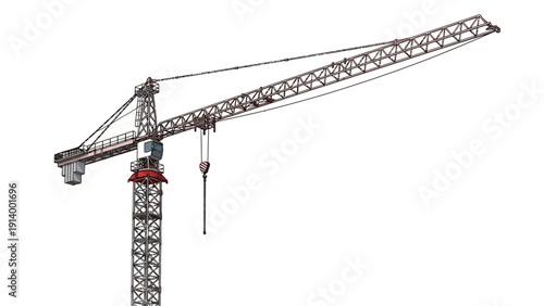 A construction crane on a white background.