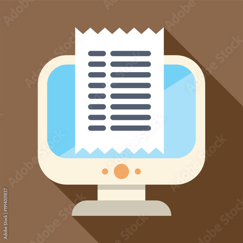 Computer screen showing a long digital receipt, representing online billing and payment
