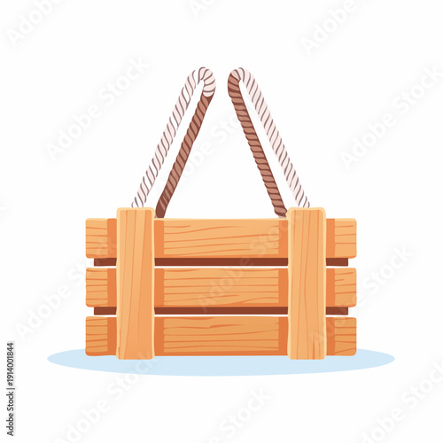 Rustic wooden crate with rope handle, perfect for rustic packaging and storage solutions