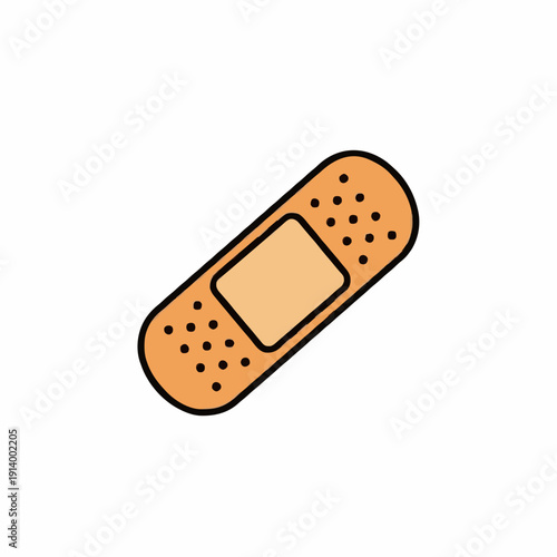  Adhesive Bandage Medical Aid For Minor Wounds And Injuries With Beige Fabric And Light Brown Center Square Against White Background