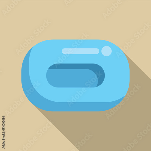 Blue soap bar icon representing cleaning and personal hygiene with long shadow