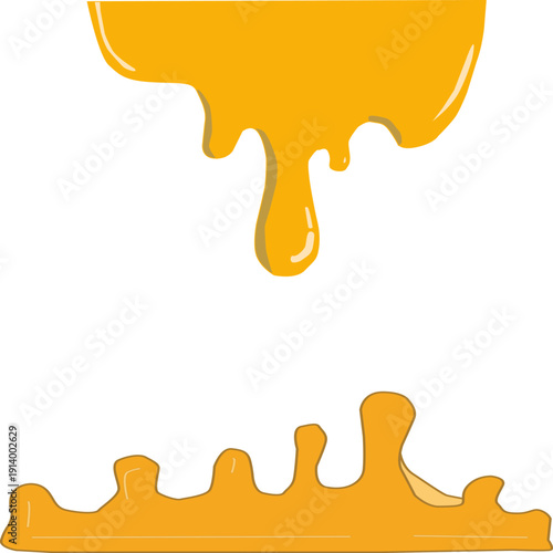 Melting cheese drip background. Smooth cheddar sauce pattern. Minimal liquid dairy splash texture for food design. Tasty snack topping abstract illustration wallpaper.