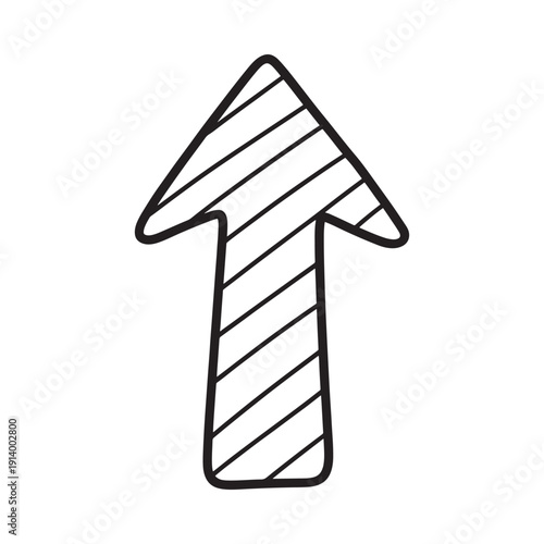A simple black and white illustration of an upward pointing arrow