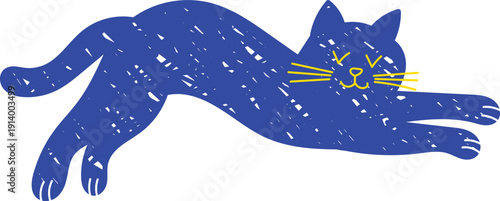Cute jumping cat silhouette doodle style vector illustration