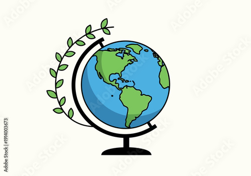 Stunning globe with green leaves symbolizing eco friendly earth