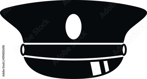 Peaked cap silhouette on a white background, representing law enforcement