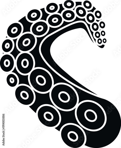 Tentacle of a marine mollusk with suction cups, depicting deep sea creature