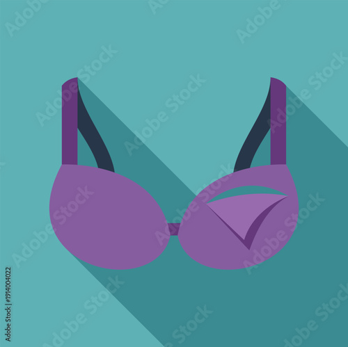 Flat design icon of a purple bra for women's fashion and lingerie concepts
