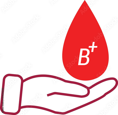 B Positive Blood Group Drop on Hand