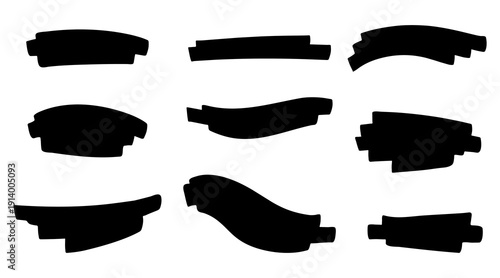 Set of abstract black spots with uneven edges. Vector textured backgrounds for text and layouts. Minimalist flat style shapes isolated on white. Hand drawn ink blobs for web design and banners.