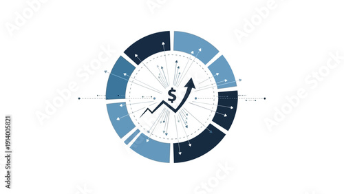 Cuadro en lienzo Circular Graph with Arrow and Dollar Sign.