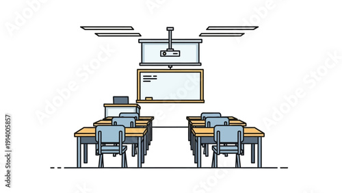 Classroom with Drone Flying Above.