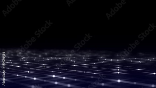 Technology perspective grid background. Digital space wireframe landscape. Blue mesh on a black background. 3d rendering.
