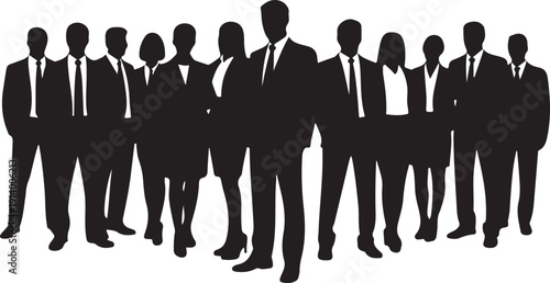 Silhouette of a group of business people standing together in formal wear