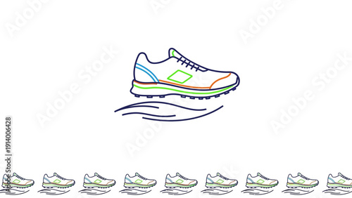 Colorful Sneaker Illustration with Multiple Footwear.