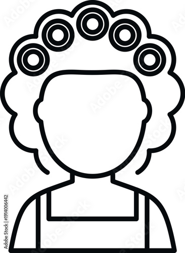 Woman styling hair with curlers, creating a new hairstyle in a beauty routine