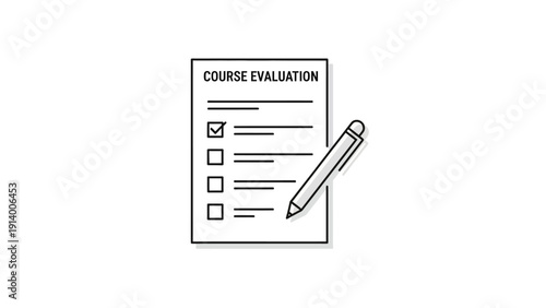 Course Evaluation Form with Pencil Illustration.
