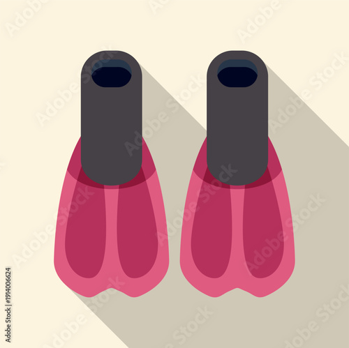 Pair of pink fins for snorkeling, swimming, or diving