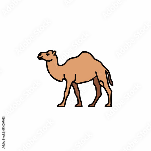 Pixel Art Camel Standing Against a White Background Simple Cartoon Style Desert Animal Illustration