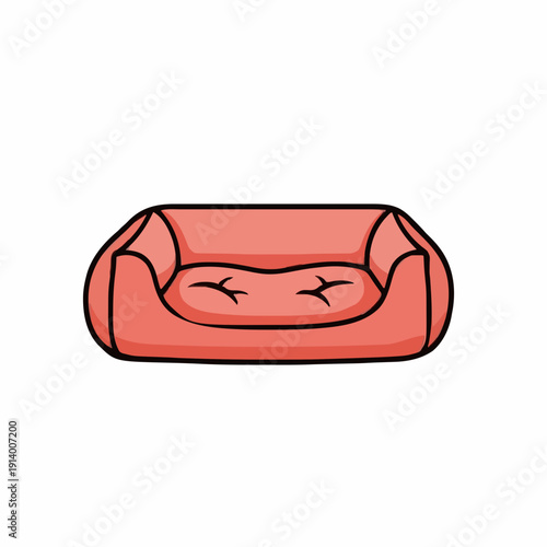 Coral Pink Pet Bed With Cushioned Interior And Raised Edges On A White Background Simple Design