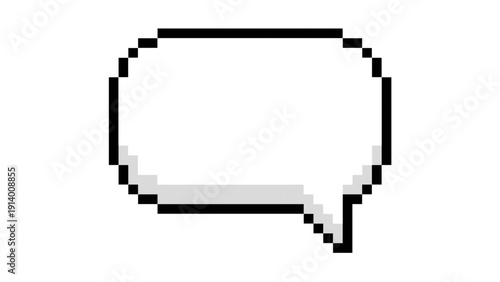 Blank Pixel Art Speech Bubble or Chat Box