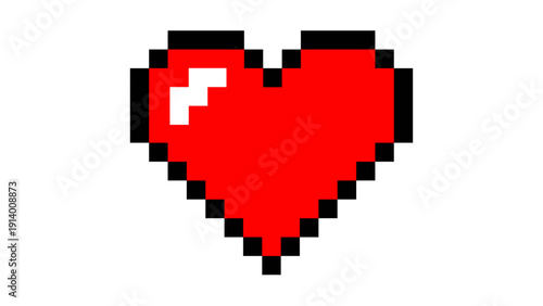 Red Pixel Art Heart Shape for Game UI