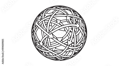 Abstract geometric network sphere with interconnected lines and nodes for business collaboration and technology concept