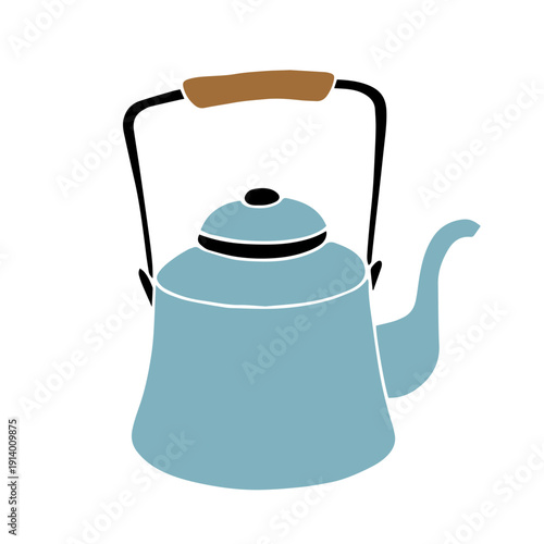 Decorative kitchen utensils, doodles of a colorful teapot. Vector graphics.