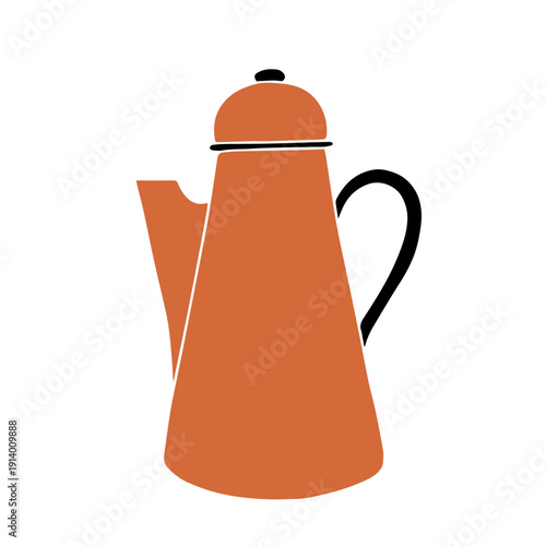 Decorative kitchen utensils, doodles of a colorful teapot. Vector graphics.