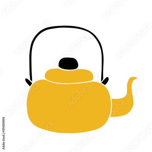 Decorative kitchen utensils, doodles of a colorful teapot. Vector graphics.