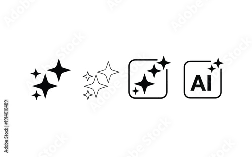 Ai generated image with various starburst shapes and symbols