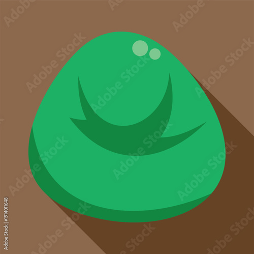 Green beanbag cushion providing comfort and relaxation in a flat design style illustration