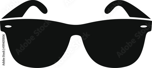 Black silhouette of classic wayfarer style sunglasses icon