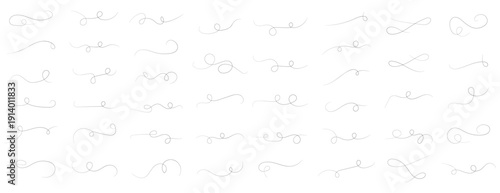 Elegant decorative collection of handdrawn curly dividers and ornate calligraphic elements for graphic design projects